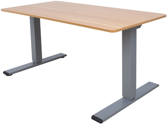 Height Adjustable Desk Genoa | size: Length: 70cm, Width: 140cm, Height: 127cm | color: Nut tree / Gray | image: 0 | variant: 1005916