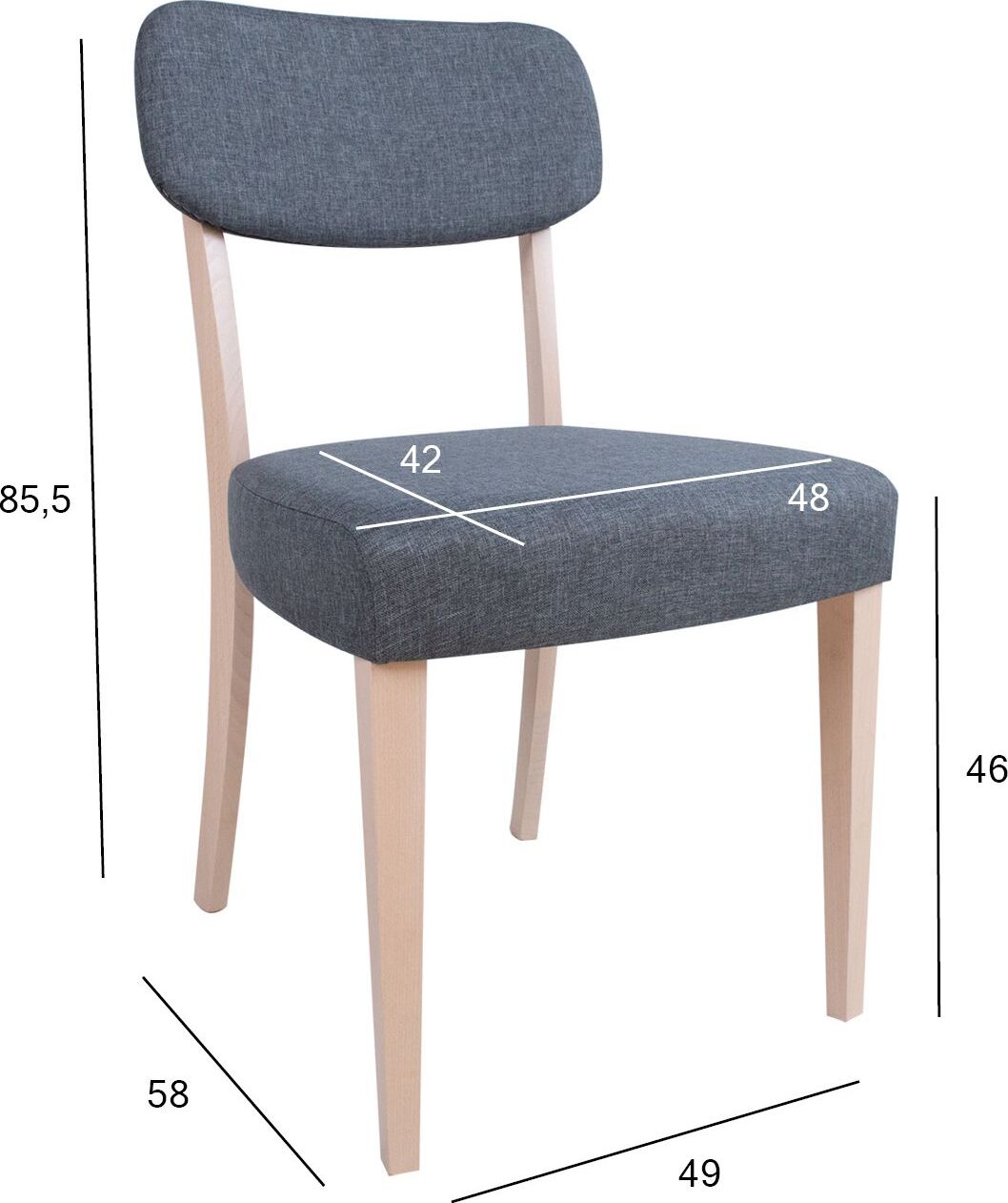 Kitchen Chair Caterham | size: Width: 49cm, Height: 85.5cm, Depth: 58cm | color: Gray | image: 7 | variant: 1000754
