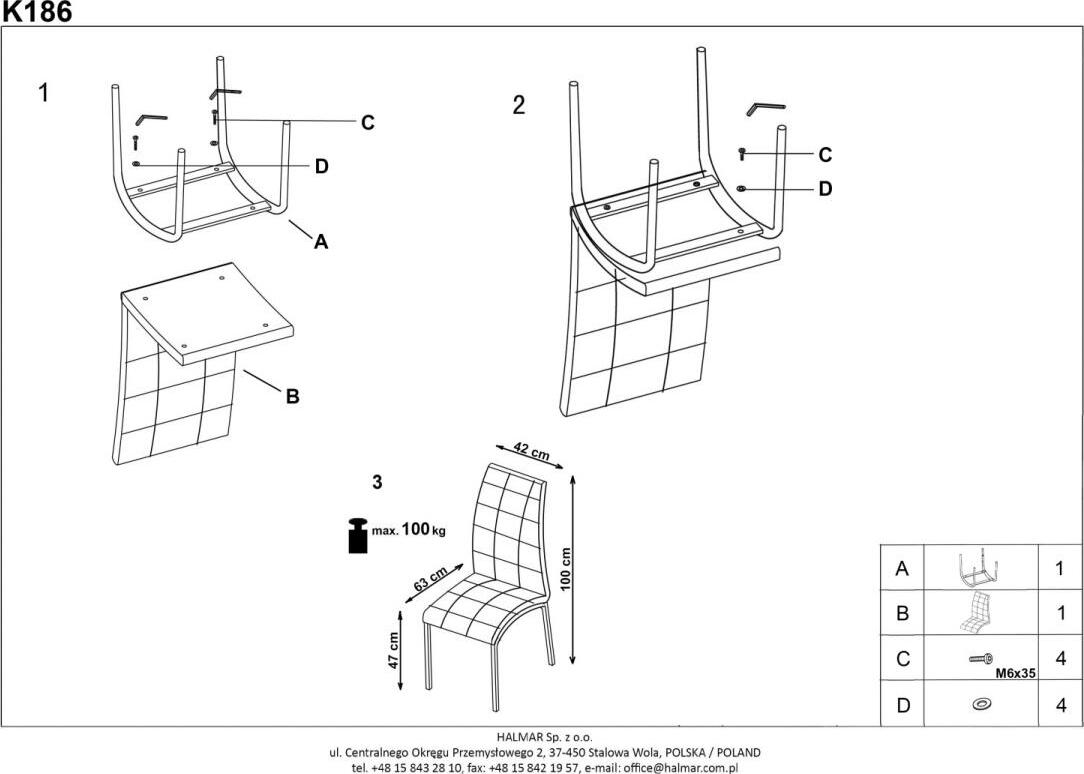 Kitchen Chair K186 | size: Width: 42cm, Height: 100cm, Depth: 63cm | color: Black | image: 9 | variant: 1003055