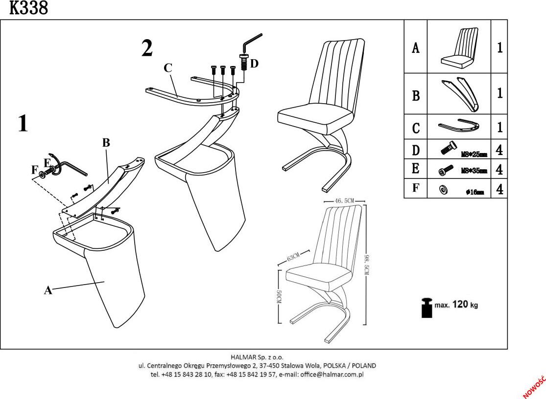 Kitchen Chair K338 | size: Width: 46cm, Height: 98cm, Depth: 61cm | color: Brown | image: 10 | variant: 1011481