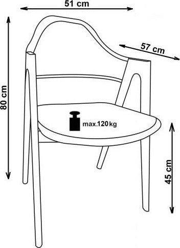 Kitchen Chair K344 | size: Width: 53cm, Height: 80cm, Depth: 51cm | color: Gray | image: 4 | variant: 1011454