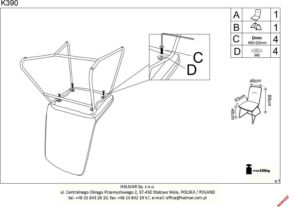Kitchen Chair K390 | size: Width: 46cm, Height: 90cm, Depth: 60cm | color: Gray | image: 10 | variant: 1011485