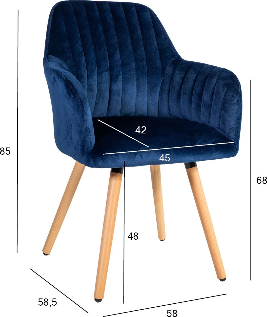 Kitchen Chair Sevenoaks | size: Width: 58cm, Height: 85cm, Depth: 58.5cm | color: Blue | image: 3 | variant: 1000763