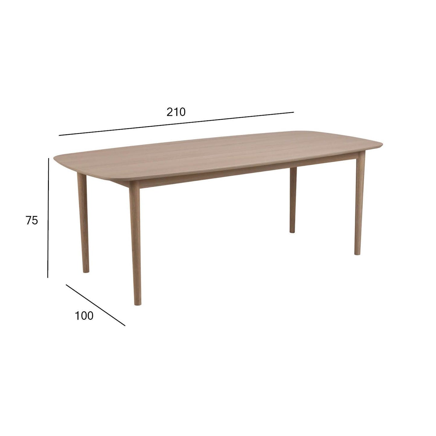 Kitchen Table Aston 2 | size: Length: 100cm, Width: 210cm, Height: 75cm | color: Oak | image: 3 | variant: 1017884