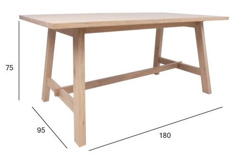 Kitchen Table Bergen | size: Length: 95cm, Width: 180cm, Height: 75cm | color: Oak | image: 3 | variant: 1011837
