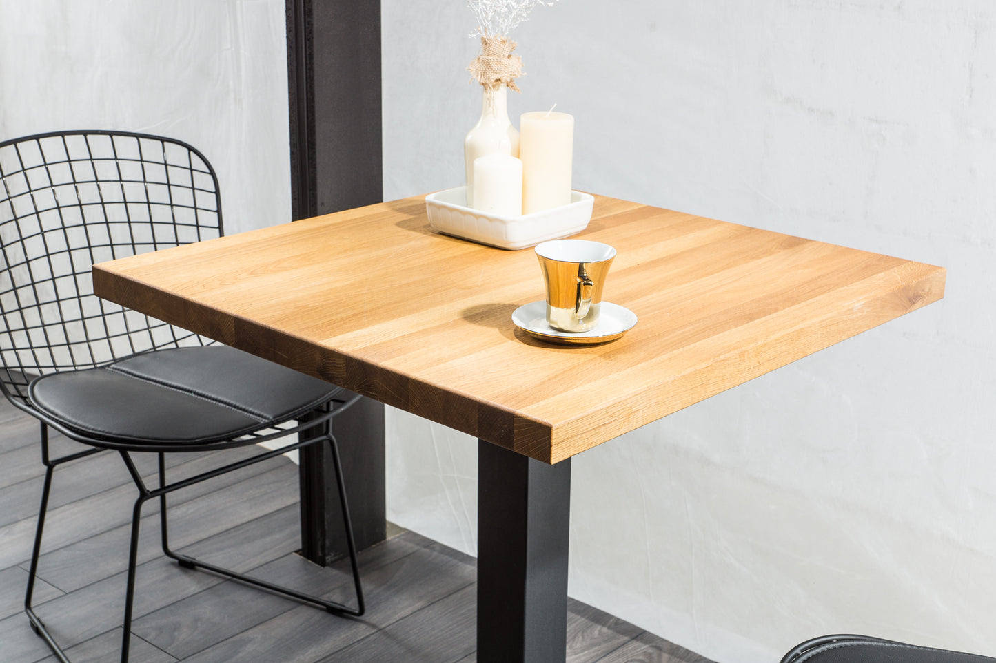 Kitchen Table Bognor Regis | size: Length: 60cm, Width: 60cm, Height: 76cm | color: Black/Oak | image: 4 | variant: 1004402