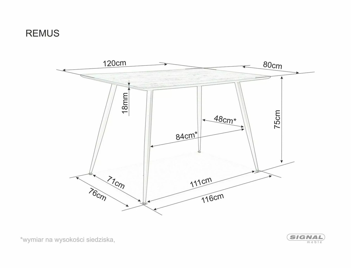 Kitchen Table Bootle | size: Length: 80cm, Width: 120cm, Height: 75cm | color: Brown | image: 2 | variant: 1004405