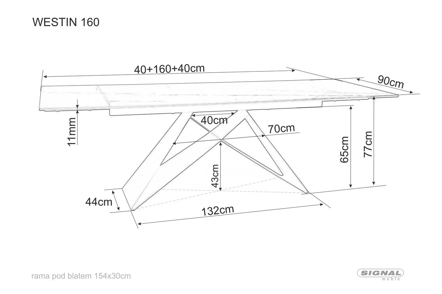 Kitchen Table Cannock | size: Length: 90cm, Width: 240cm, Height: 77cm | color: Brown | image: 4 | variant: 1004422
