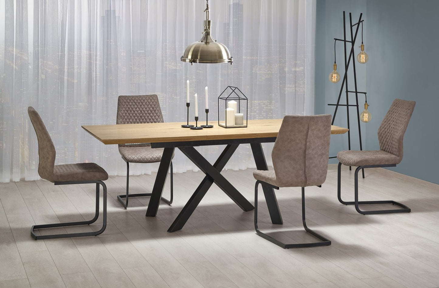 Kitchen Table Capital 1 | size: Length: 90cm, Width: 240cm, Height: 76cm | color: Black/Oak | image: 2 | variant: 1013011