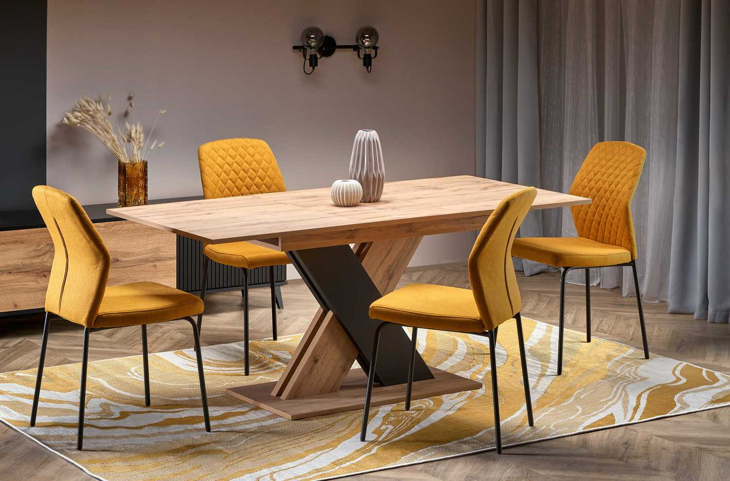 Kitchen Table Caracas | size: Length: 85cm, Width: 175cm, Height: 76cm | color: Oak | image: 5 | variant: 1003197