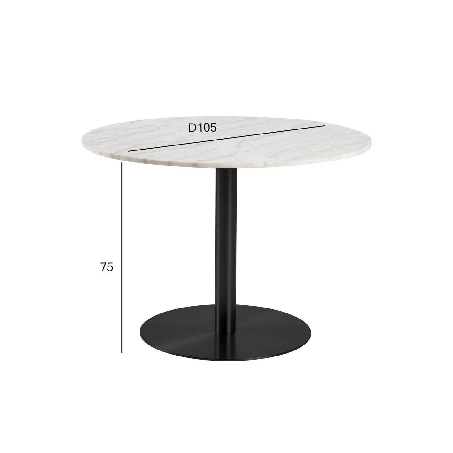 Kitchen Table Corby | size: Length: 105cm, Width: 105cm, Height: 75cm, Diameter: 105cm | color: White/Black | image: 1 | variant: 1006509