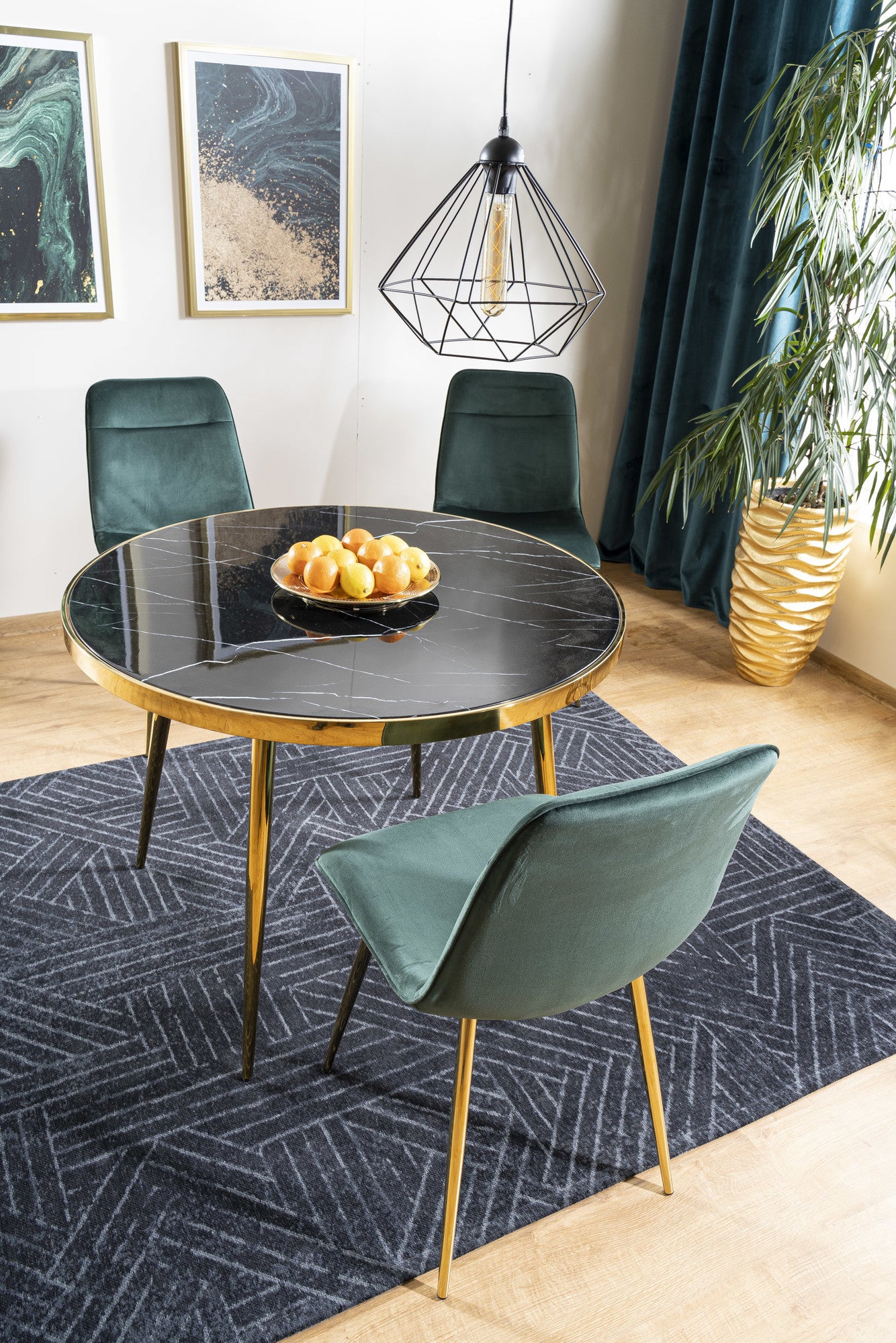 Kitchen Table Criccieth | size: Length: 100cm, Width: 100cm, Height: 75cm, Diameter: 100cm | color: Black/Gold | image: 5 | variant: 1007813