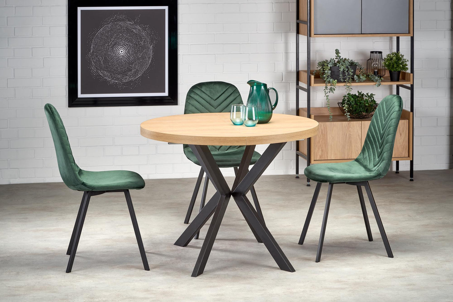 Kitchen Table Dallas | size: Length: 100cm, Width: 250cm, Height: 75cm, Diameter: 100cm | color: Black/Oak | image: 9 | variant: 1003232