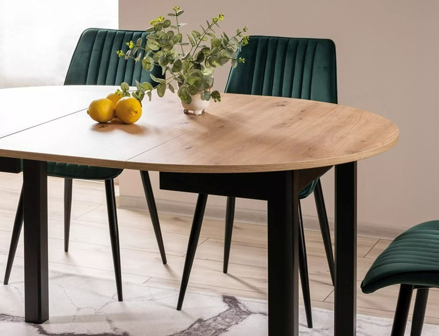 Kitchen Table Dante | size: Length: 102cm, Width: 144cm, Height: 75cm, Diameter: 102cm | color: Oak | image: 4 | variant: 1017910