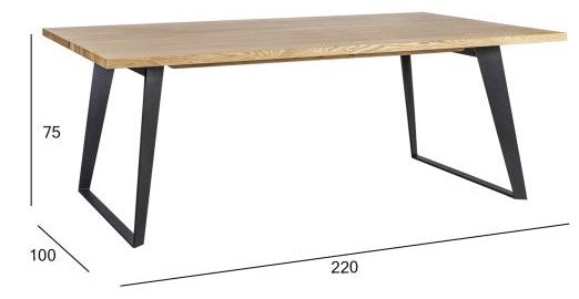 Kitchen Table East Lewes | size: Length: 100cm, Width: 220cm, Height: 75cm | color: Black/Oak | image: 4 | variant: 1005342