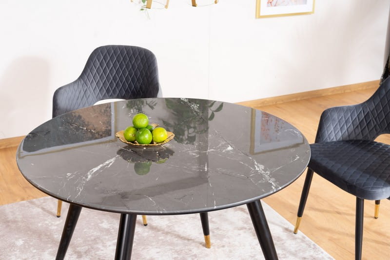 Kitchen Table East Manila | size: Length: 100cm, Width: 100cm, Height: 76cm, Diameter: 100cm | color: Black/Gold | image: 3 | variant: 1007817