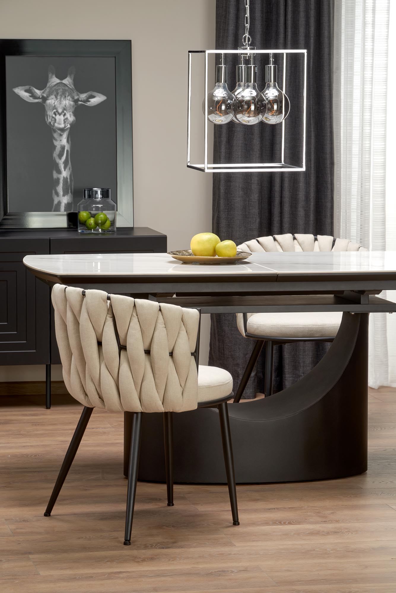 Kitchen Table East Metz | size: Length: 90cm, Width: 220cm, Height: 77cm | color: White/Marble/Black | image: 3 | variant: 1007410