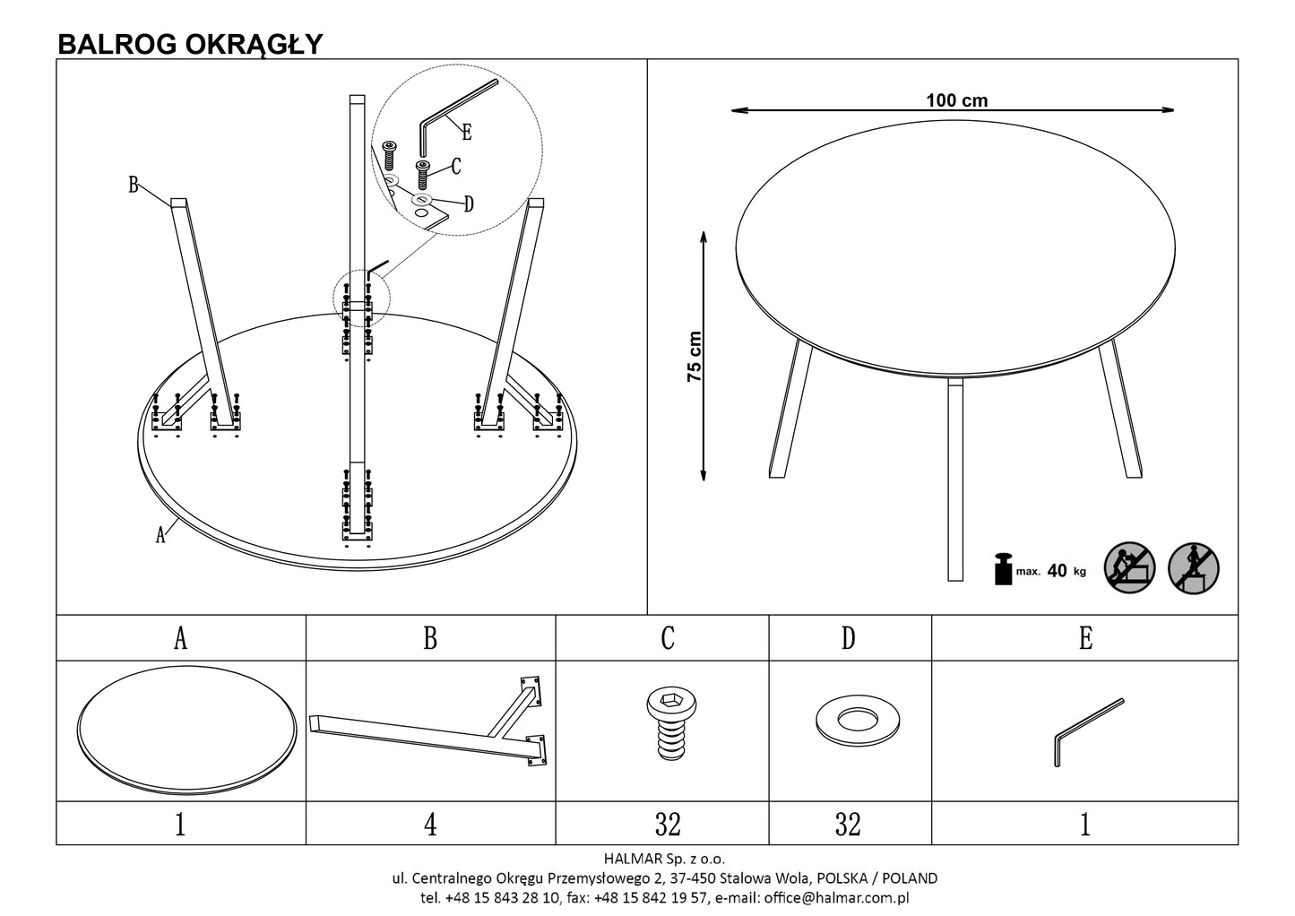 Kitchen Table East Moscow | size: Length: 100cm, Width: 100cm, Height: 74cm, Diameter: 100cm | color: Black/Grey | image: 9 | variant: 1006789