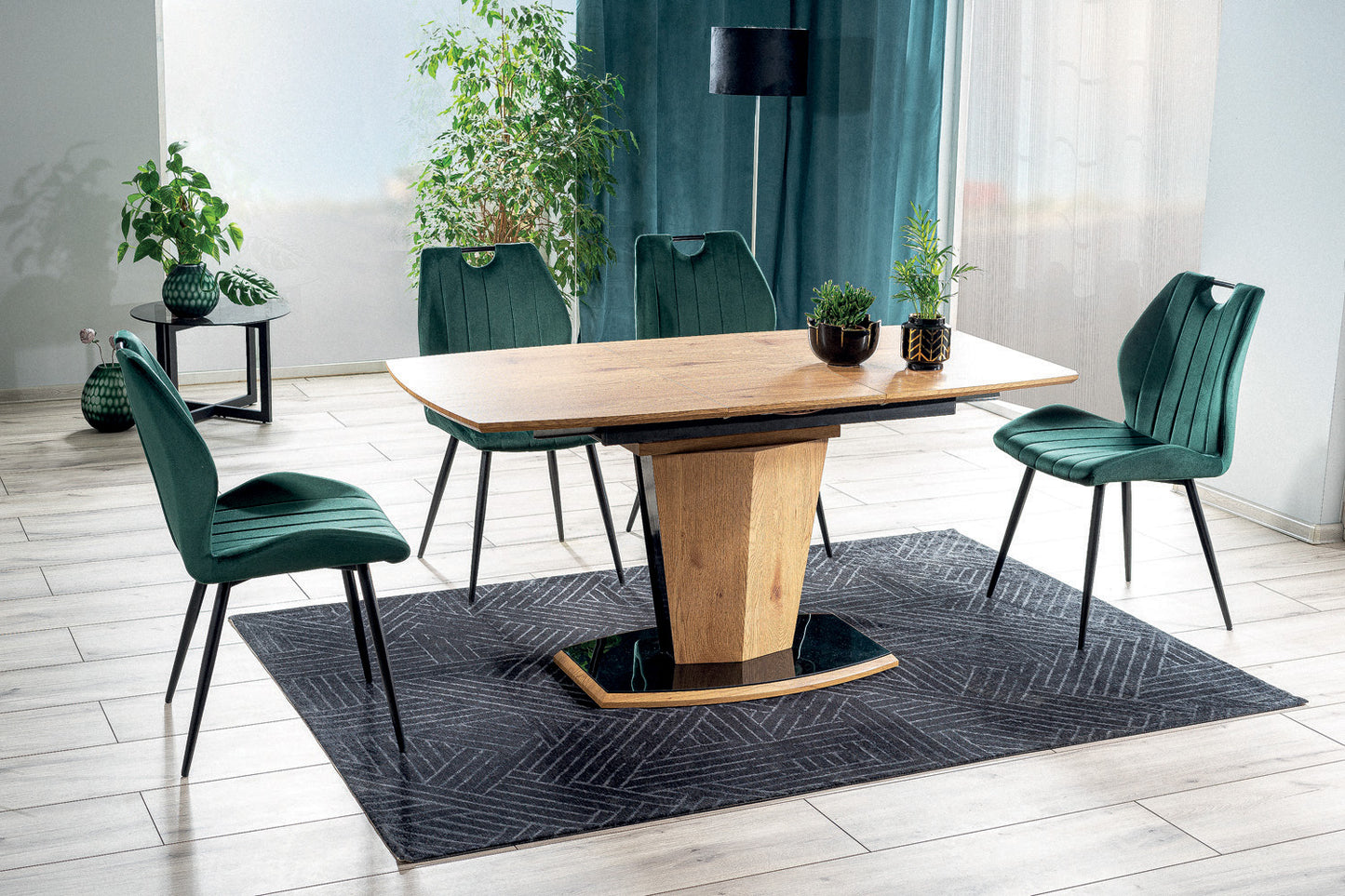 Kitchen Table East Petersburg | size: Length: 80cm, Width: 160cm, Height: 76cm | color: Black/Oak | image: 4 | variant: 1007792