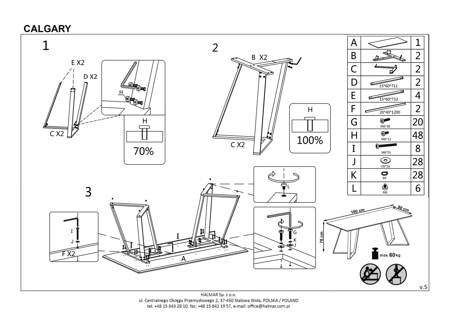 Kitchen Table East Salt Lake | size: Length: 90cm, Width: 180cm, Height: 76cm | color: Black/Walnut | image: 10 | variant: 1006813