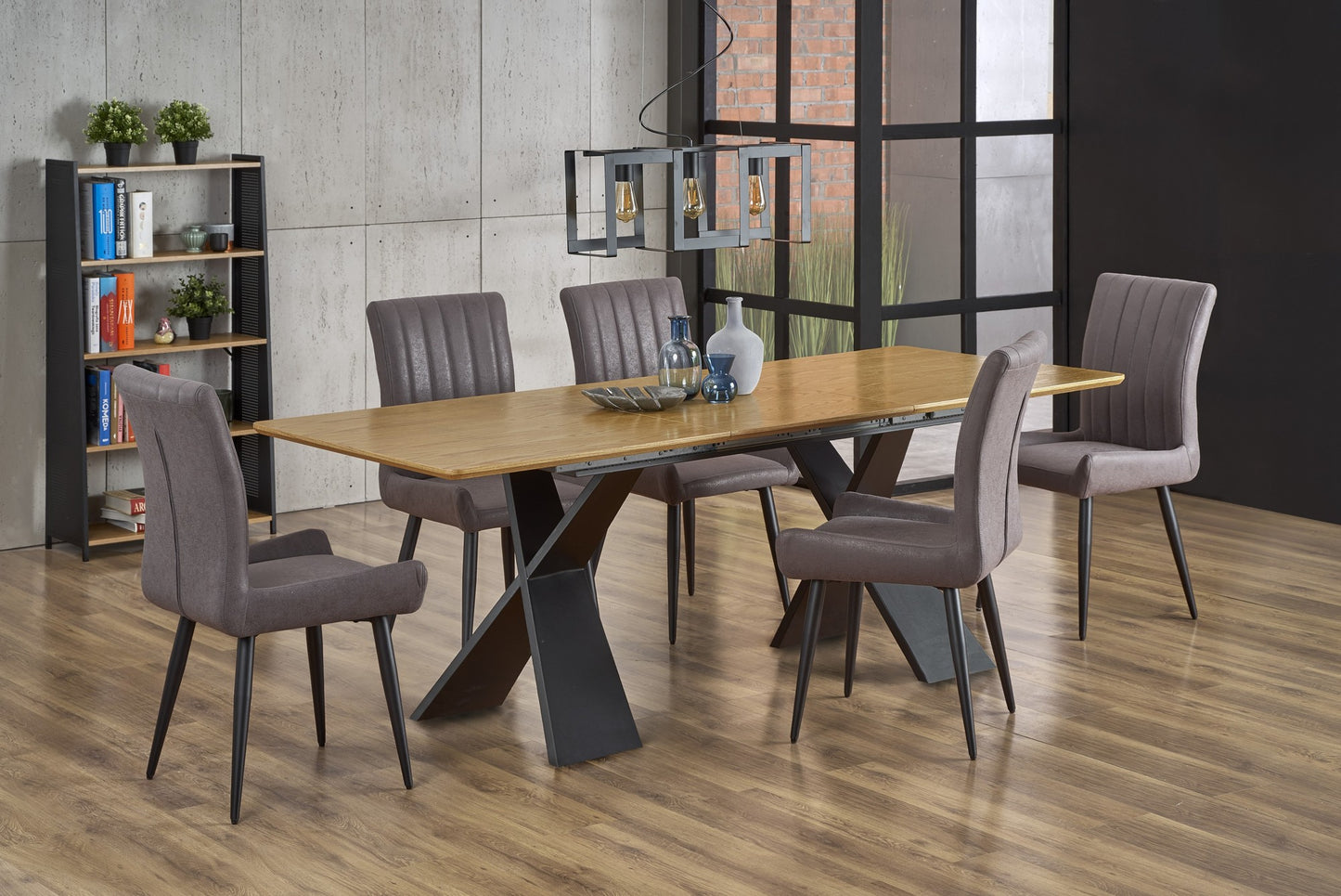 Kitchen Table East Washington D.C. | size: Length: 90cm, Width: 220cm, Height: 75cm | color: Black/Oak | image: 2 | variant: 1006861