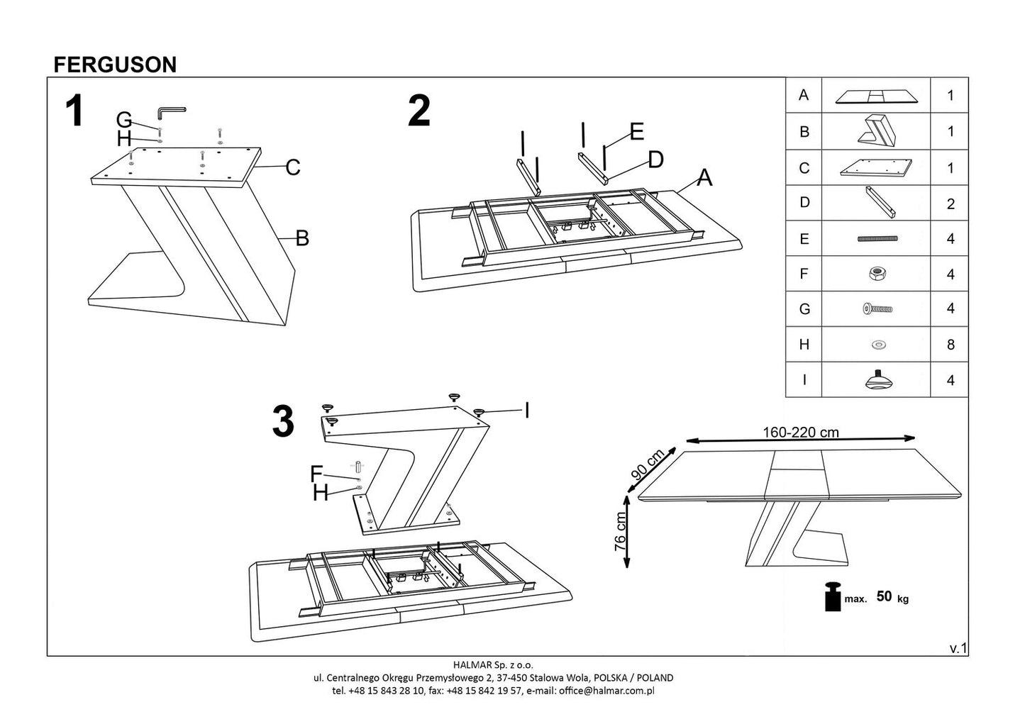 Kitchen Table Ferguson | size: Length: 90cm, Width: 220cm, Height: 75cm | color: Black/Oak | image: 10 | variant: 1011299