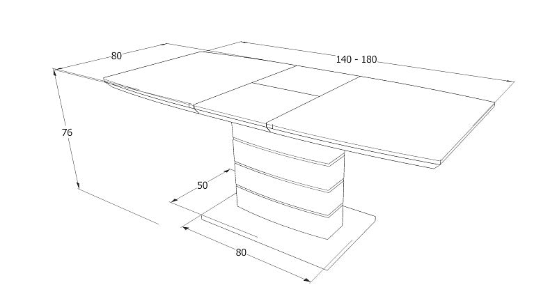 Kitchen Table Leonardo | size: Length: 80cm, Width: 180cm, Height: 76cm | color: Black/Grey | image: 8 | variant: 1006583
