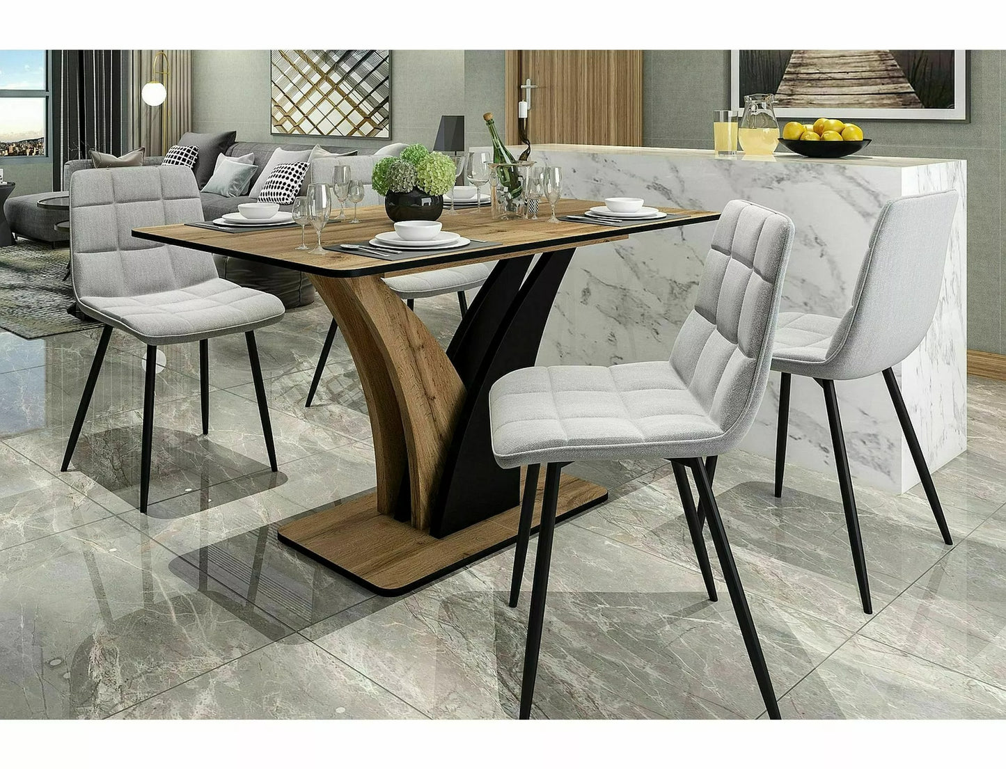 Kitchen Table Linkoping | size: Length: 68cm, Width: 160cm, Height: 76cm | color: Oak | image: 4 | variant: 1007990
