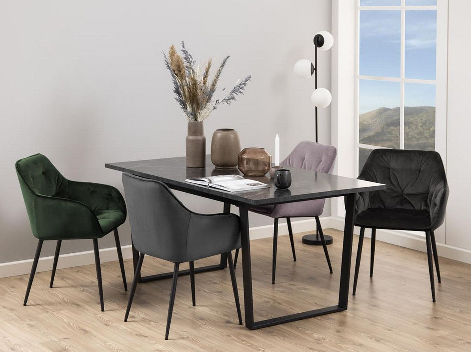 Kitchen Table Lucerne | size: Length: 90cm, Width: 160cm, Height: 74cm | color: Black | image: 3 | variant: 1005486