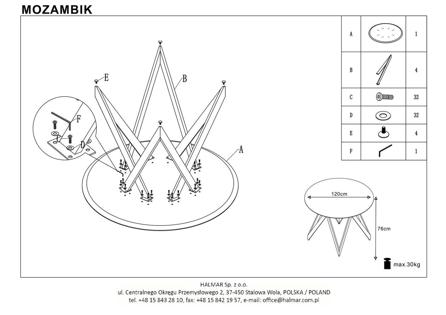 Kitchen Table Mozambik | size: Length: 120cm, Width: 120cm, Height: 75cm, Diameter: 120cm | color: Black/Oak | image: 8 | variant: 1011241
