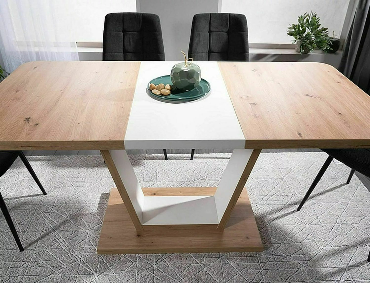 Kitchen Table Nigel | size: Length: 80cm, Width: 160cm, Height: 76cm | color: White/Oak | image: 4 | variant: 1006554