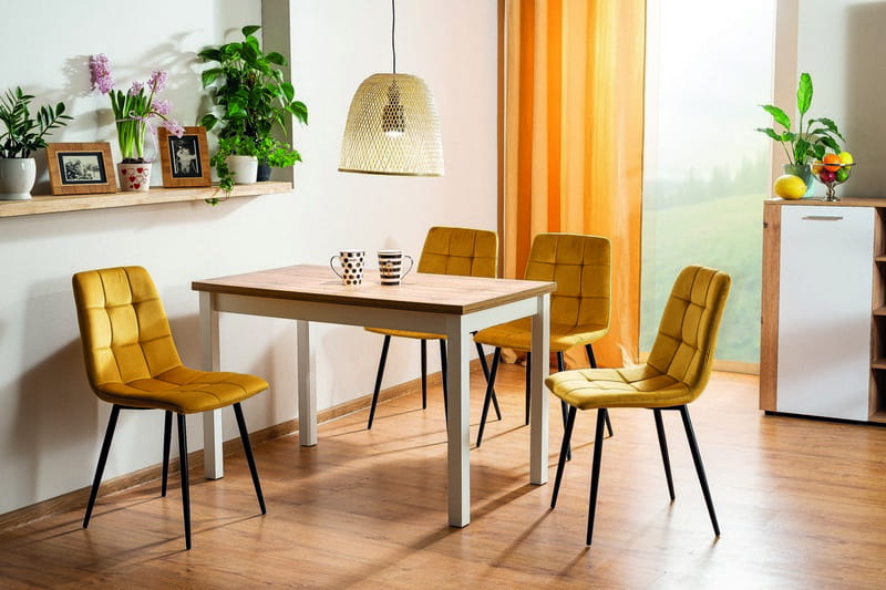 Kitchen Table Poole | size: Length: 60cm, Width: 100cm, Height: 75cm | color: White/Oak | image: 2 | variant: 1004293