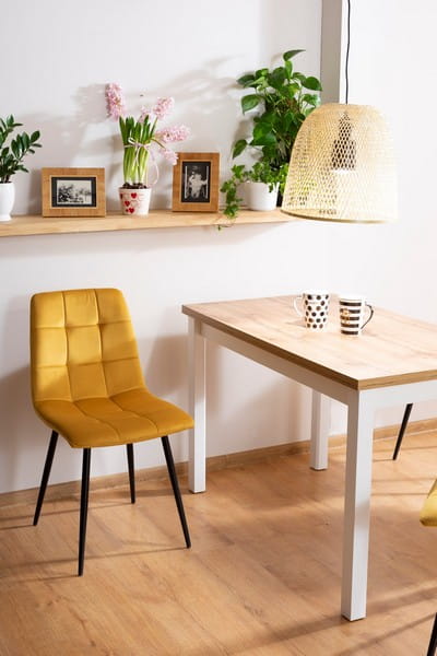 Kitchen Table Poole | size: Length: 60cm, Width: 100cm, Height: 75cm | color: White/Oak | image: 3 | variant: 1004293