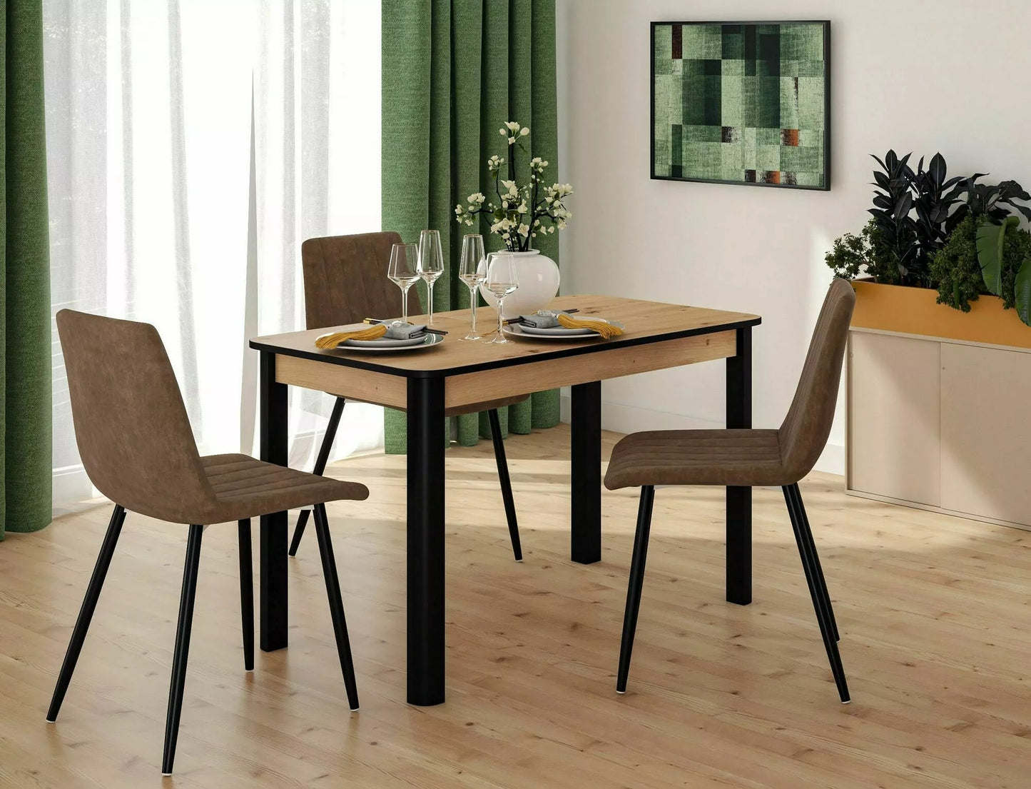 Kitchen Table Preston | size: Length: 65cm, Width: 140cm, Height: 75cm | color: Brown | image: 4 | variant: 1004304