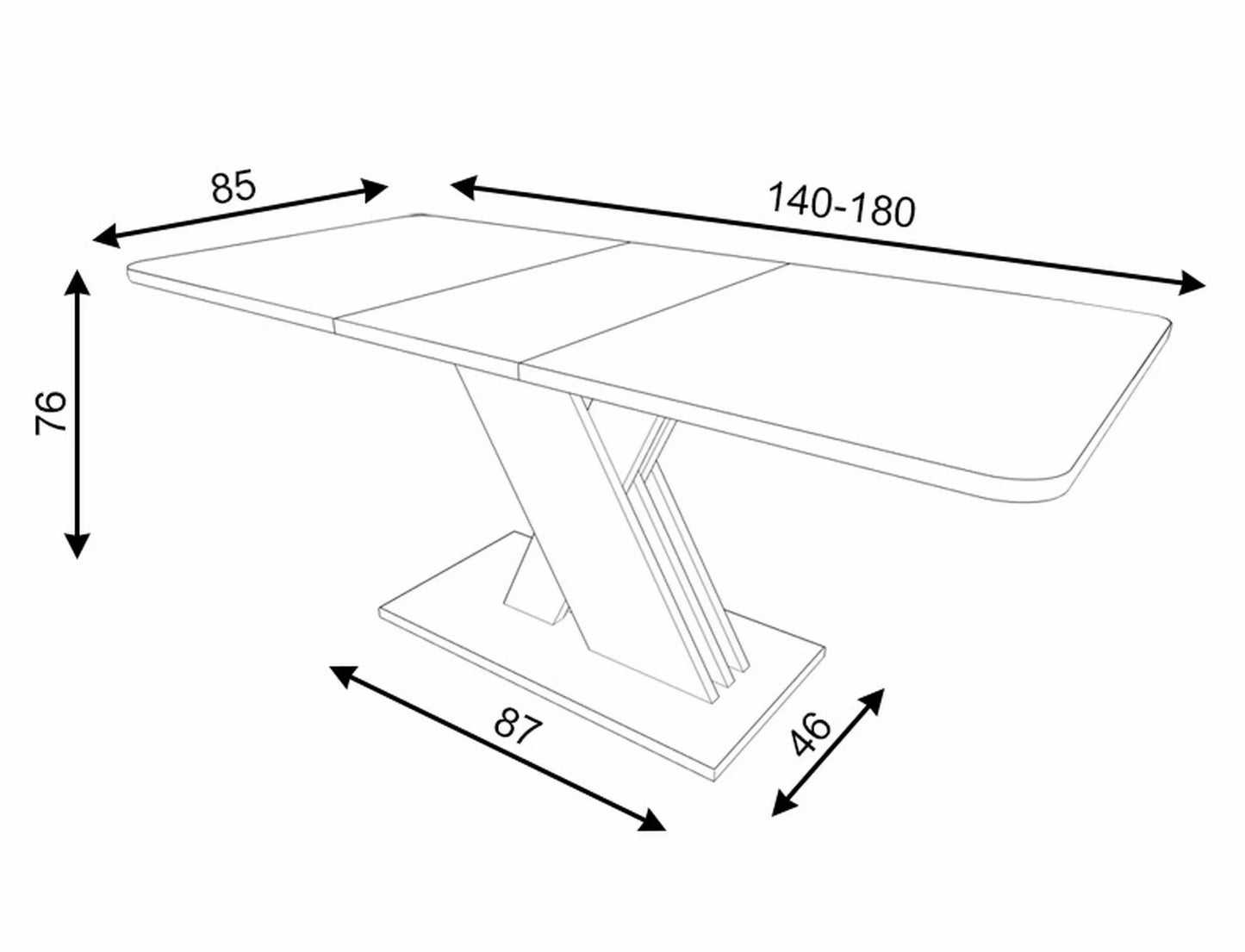 Kitchen Table Redditch | size: Length: 85cm, Width: 180cm, Height: 76cm | color: White/Oak | image: 5 | variant: 1004310