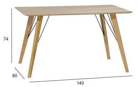 Kitchen Table Rochester | size: Length: 80cm, Width: 140cm, Height: 74cm | color: Oak | image: 2 | variant: 1005389