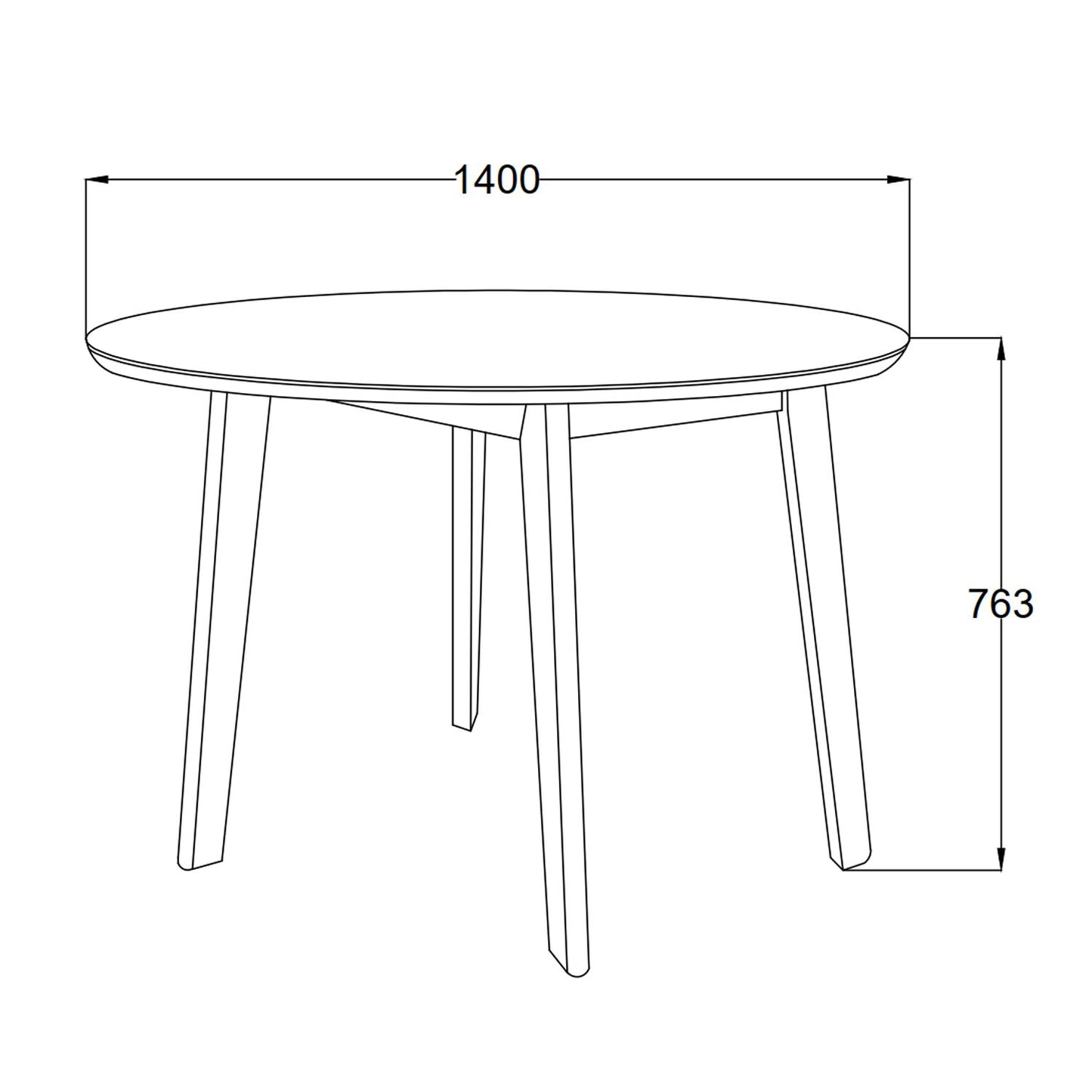 Kitchen Table Roxby 4 | size: Length: 140cm, Width: 140cm, Height: 76cm, Diameter: 140cm | color: Black | image: 2 | variant: 1017894