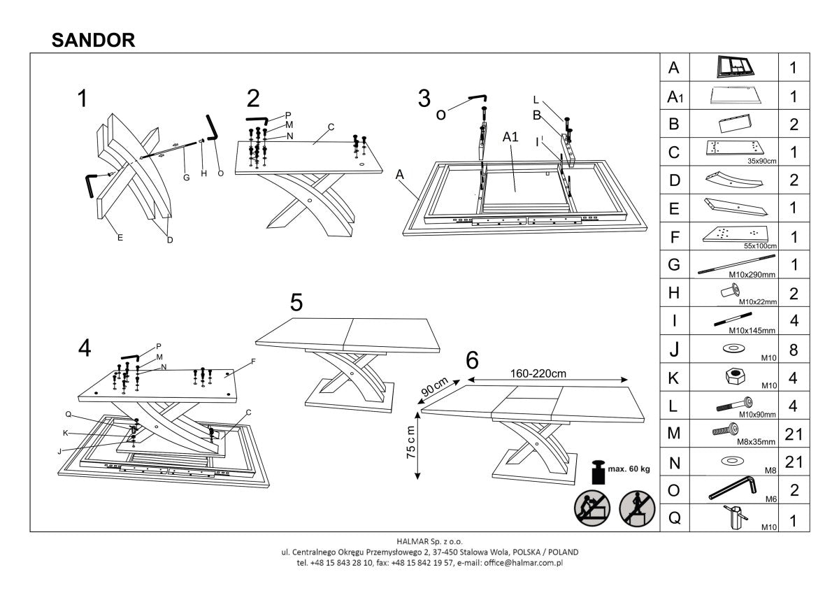 Kitchen Table Sandor | size: Length: 90cm, Width: 220cm, Height: 77cm | color: White | image: 10 | variant: 1006469