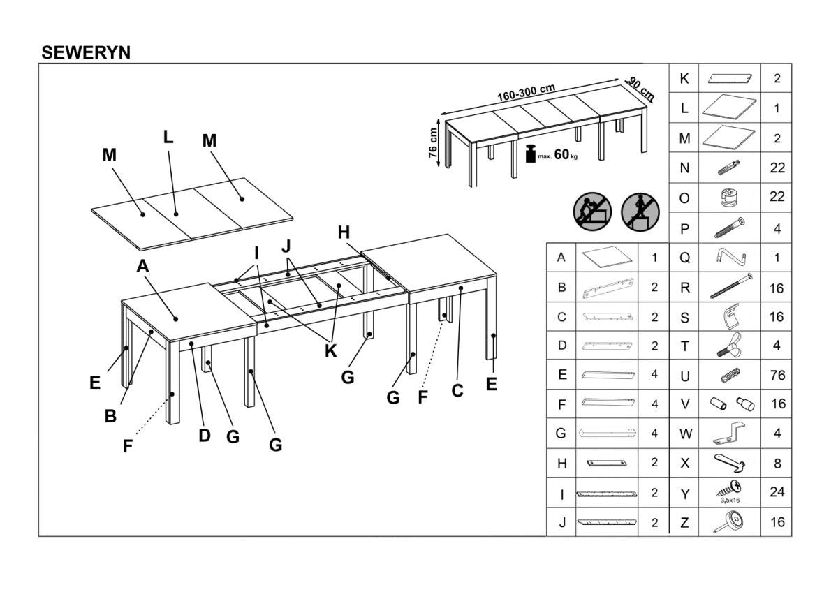 Kitchen Table Seweryn | size: Length: 90cm, Width: 300cm, Height: 76cm | color: Walnut | image: 9 | variant: 1006399