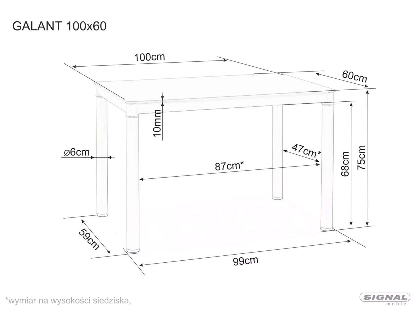 Kitchen Table Solihull | size: Length: 60cm, Width: 100cm, Height: 75cm | color: Black | image: 2 | variant: 1004334