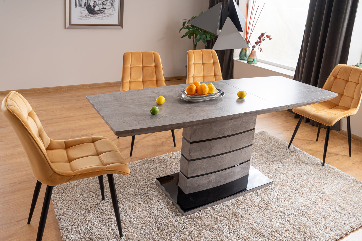 Kitchen Table Southend | size: Length: 80cm, Width: 180cm, Height: 76cm | color: Black/Grey | image: 5 | variant: 1004345