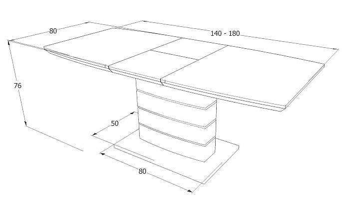 Kitchen Table Southend | size: Length: 80cm, Width: 180cm, Height: 76cm | color: White | image: 3 | variant: 1004344