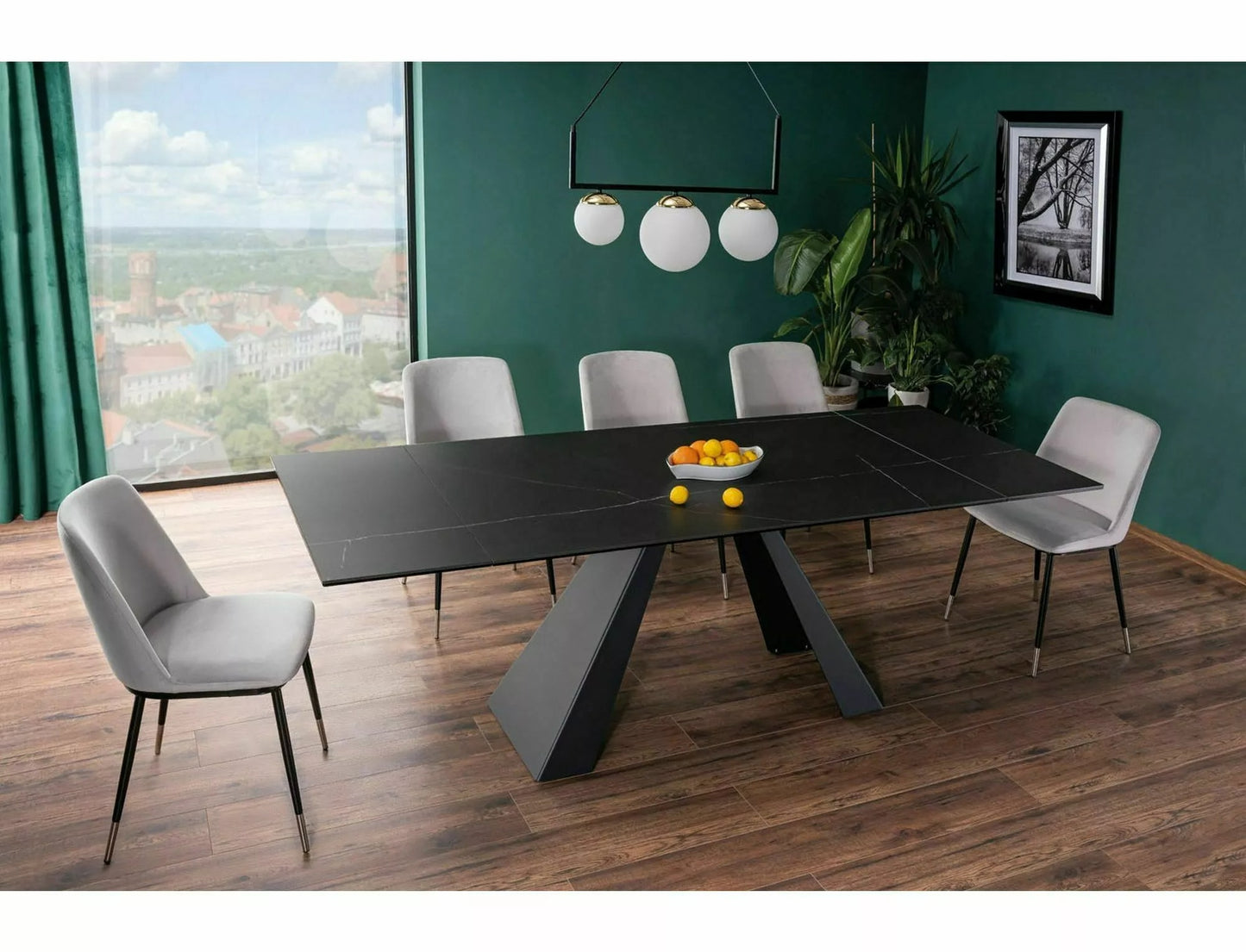 Kitchen Table St Helens | size: Length: 90cm, Width: 240cm, Height: 77cm | color: Black | image: 2 | variant: 1004409