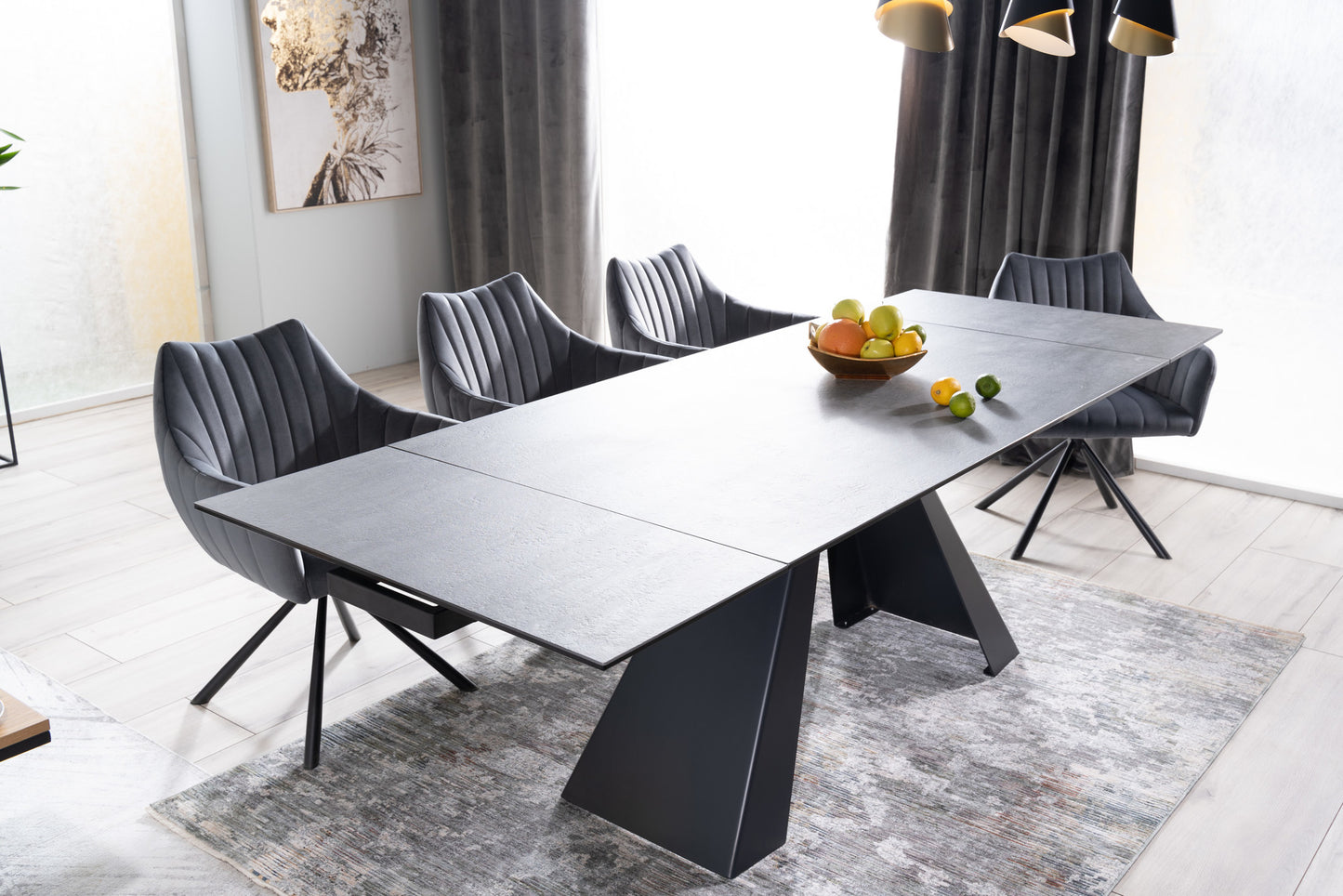 Kitchen Table St Helens | size: Length: 90cm, Width: 260cm, Height: 76cm | color: Black/Grey | image: 6 | variant: 1007819