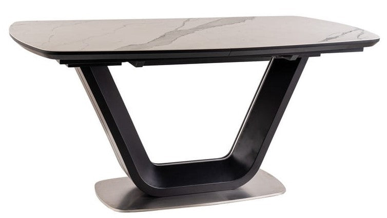 Kitchen Table Swindon | size: Length: 90cm, Width: 220cm, Height: 76cm | color: White/Marble/Black | image: 1 | variant: 1004354