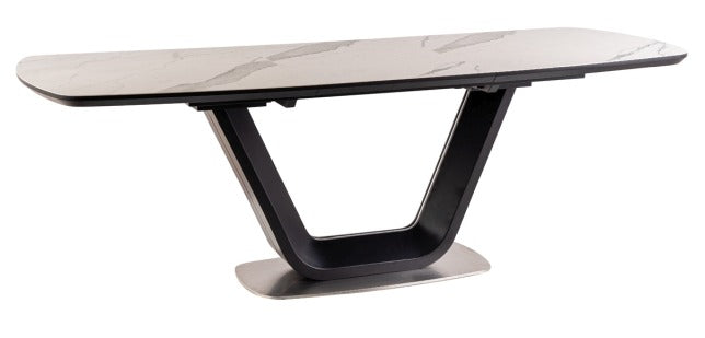 Kitchen Table Swindon | size: Length: 90cm, Width: 220cm, Height: 76cm | color: White/Marble/Black | image: 2 | variant: 1004354