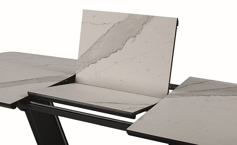 Kitchen Table Swindon | size: Length: 90cm, Width: 220cm, Height: 76cm | color: White/Marble/Black | image: 3 | variant: 1004354