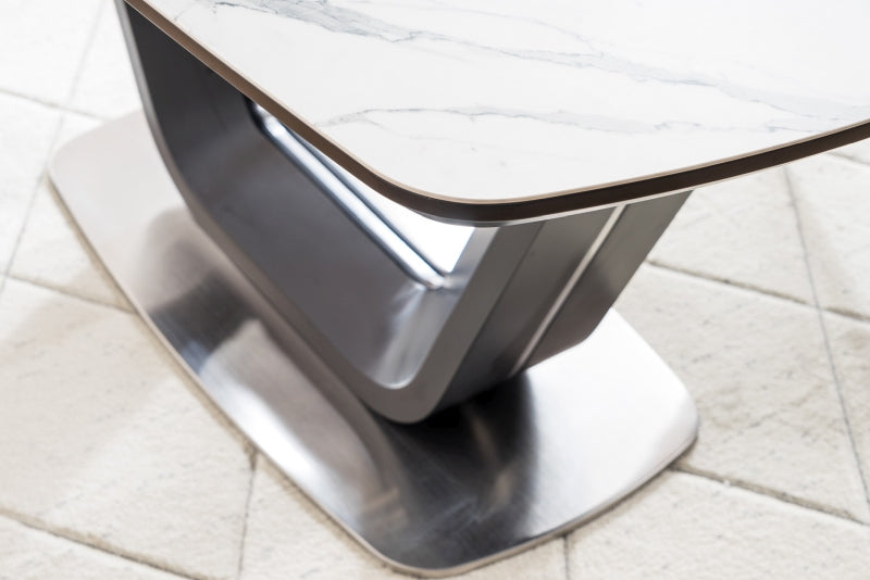 Kitchen Table Swindon | size: Length: 90cm, Width: 220cm, Height: 76cm | color: White/Marble/Black | image: 7 | variant: 1004354