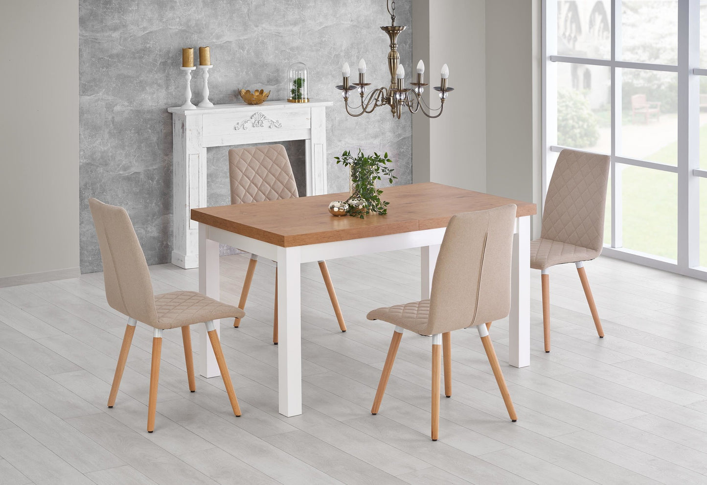 Kitchen Table Tiago | size: Length: 80cm, Width: 220cm, Height: 76cm | color: White/Oak | image: 9 | variant: 1006412