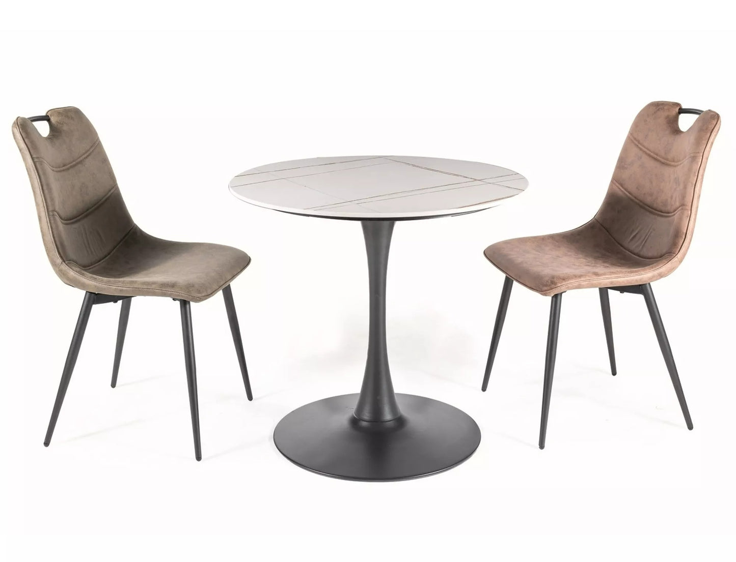 Kitchen Table Walsall | size: Length: 80cm, Width: 80cm, Height: 75cm, Diameter: 80cm | color: White/Black | image: 2 | variant: 1004365